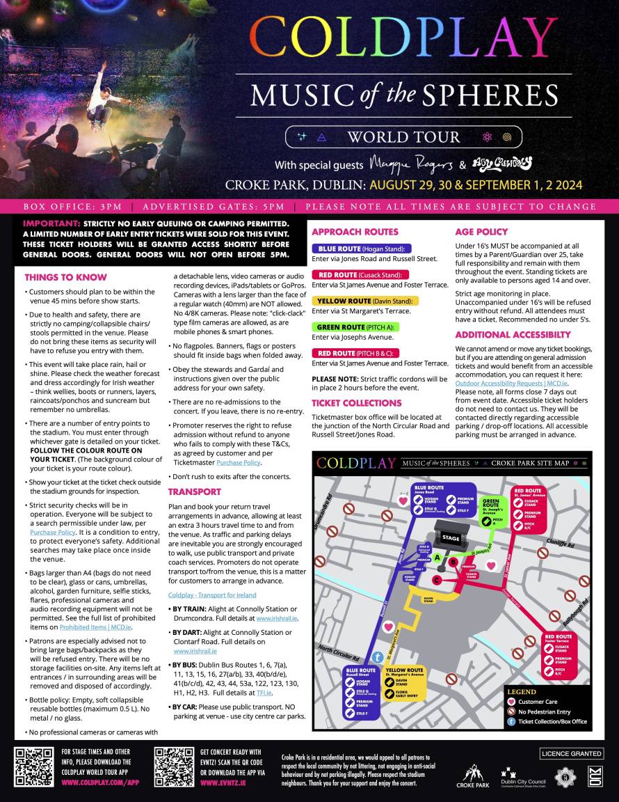 Coldplay: Public Information Notice