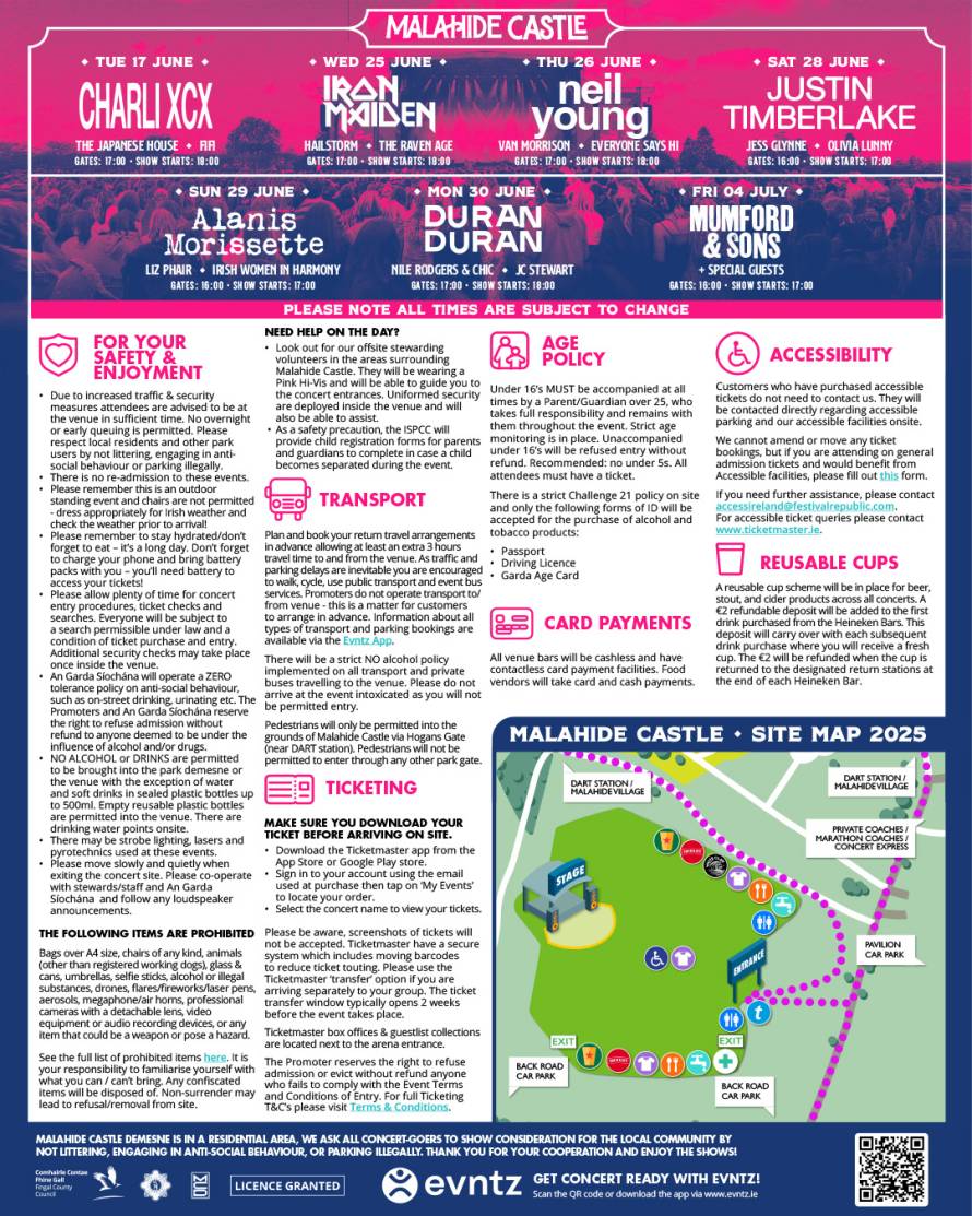 Malahide Castle 2025: Public Information Notice