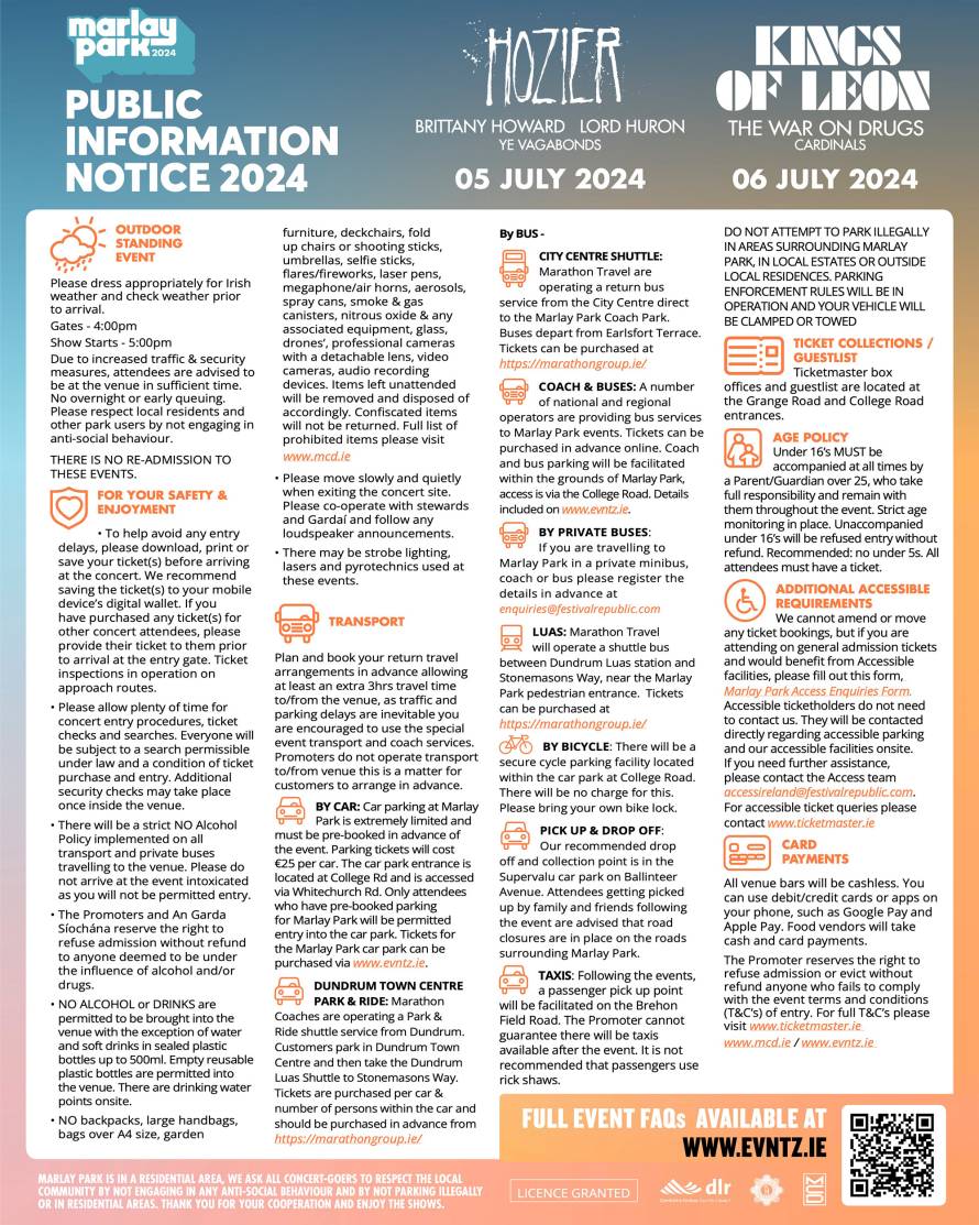 Marlay Park 2024: Public Information Notice