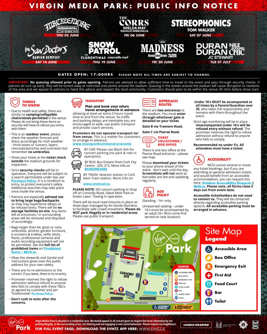 Virgin Media Park 2025: Public Information Notice